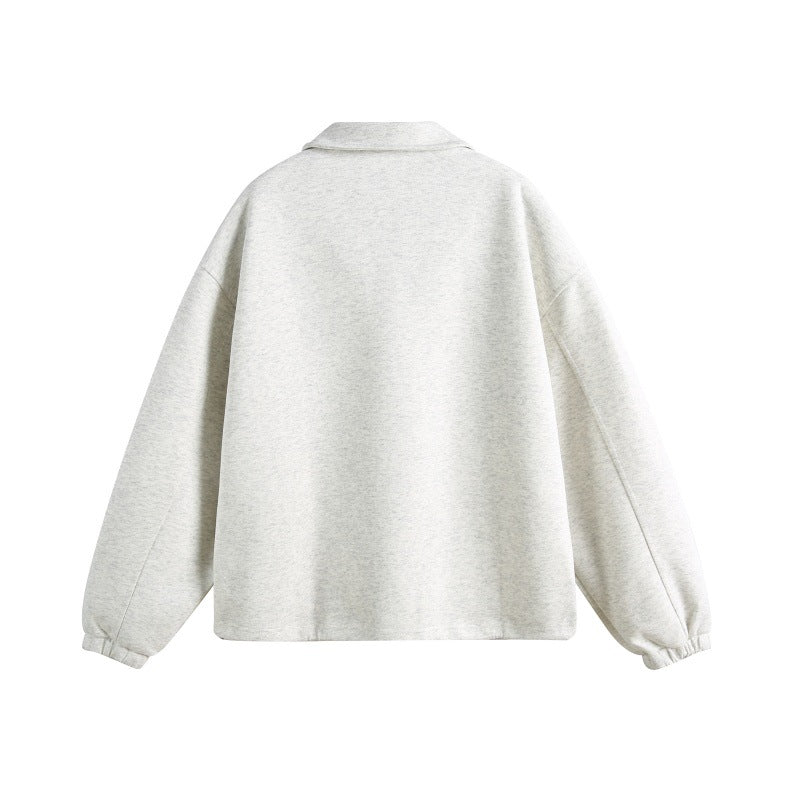 Unisex Lässiges Polo‑Sweatshirt mit offenem Kentkragen, Oversize‑Schnitt und Eingrifftaschen Shop Nory