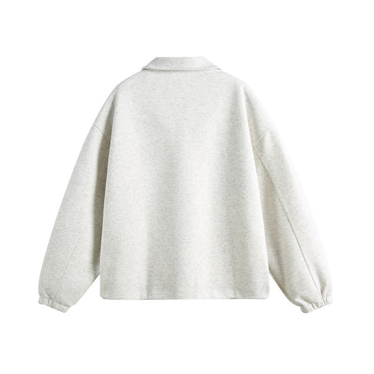 Unisex Lässiges Polo‑Sweatshirt mit offenem Kentkragen, Oversize‑Schnitt und Eingrifftaschen Shop Nory