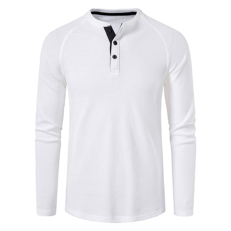 Herren nan strukturiertes Henley-Langarmshirt mit Waffelstruktur, Halbknopfleiste und Raglanärmeln Shop Nory