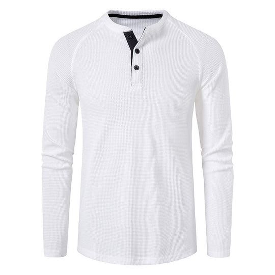 Herren nan strukturiertes Henley-Langarmshirt mit Waffelstruktur, Halbknopfleiste und Raglanärmeln Shop Nory