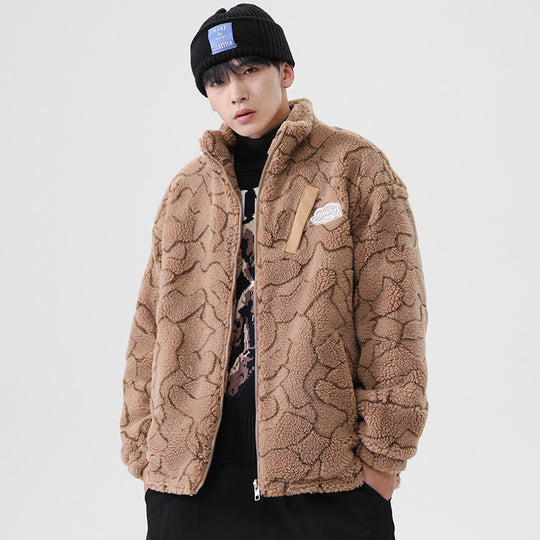 Damen kuschelige Teddy-Fleece Jacke mit Stehkragen und Kordelzug Shop Nory