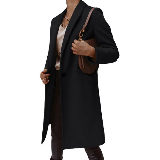 Damen Mantel mit fallendem Revers, geradem Schnitt und Leistentaschen Shop Nory