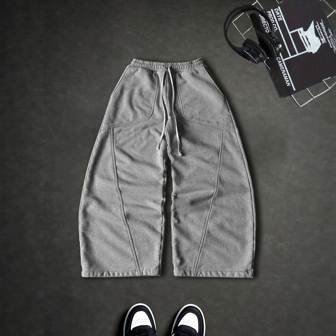 Damen Weite Baggy-Sweatpants mit hohem Elastikbund, Kordelzug und Teilungsnähten Shop Nory