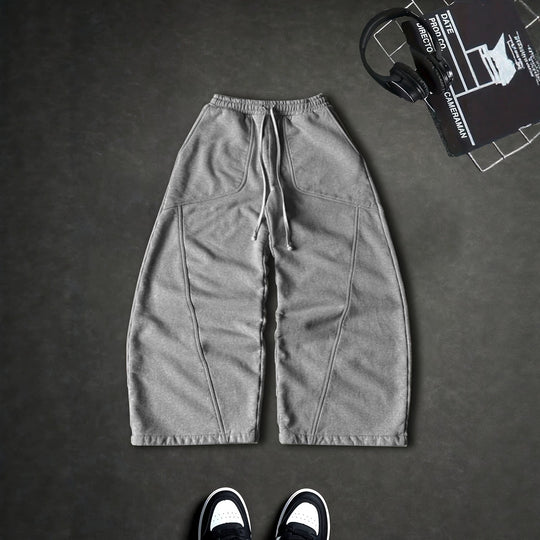 Damen Weite Baggy-Sweatpants mit hohem Elastikbund, Kordelzug und Teilungsnähten Shop Nory