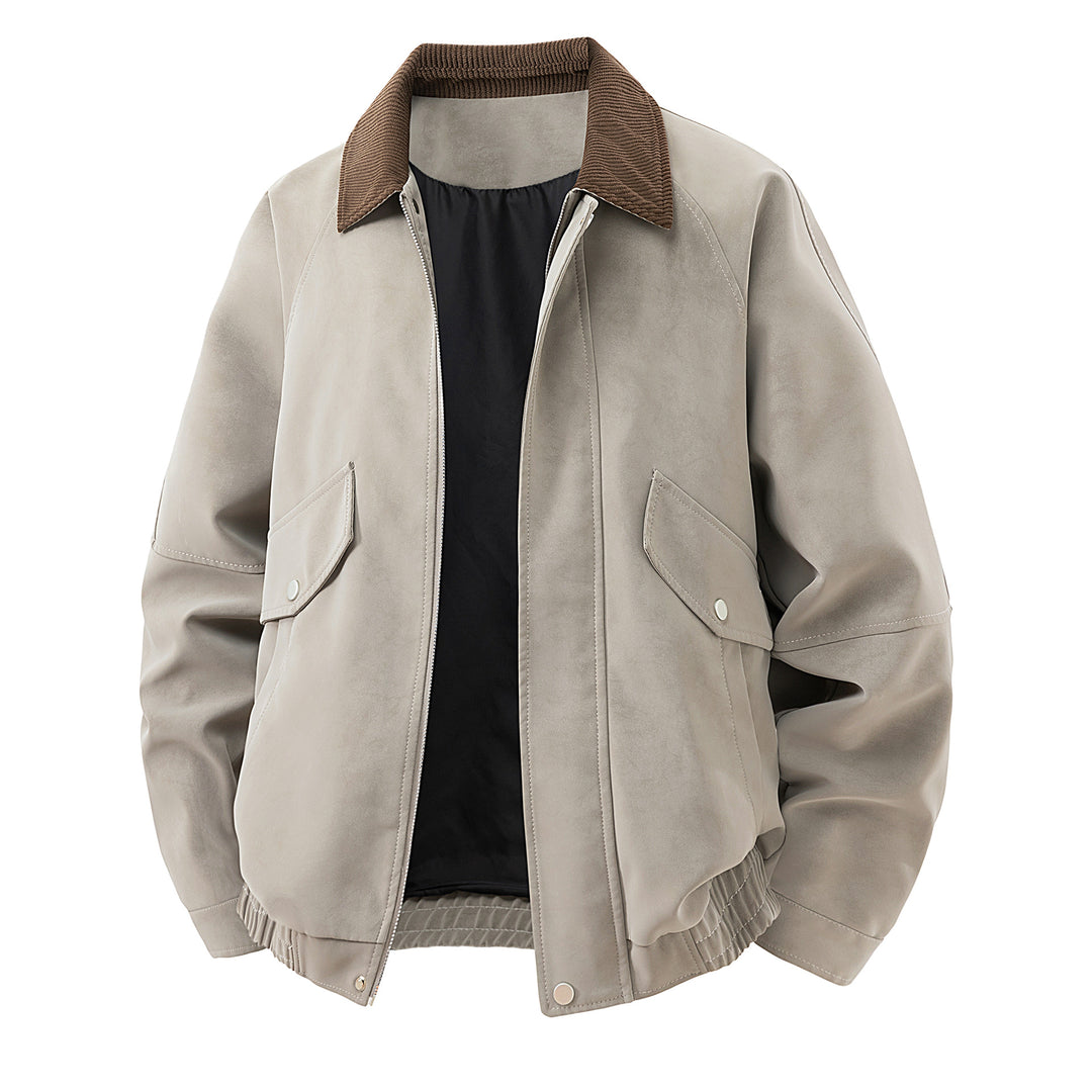 Herren Kurze Wildleder-Bomberjacke mit Cordkragen Shop Nory