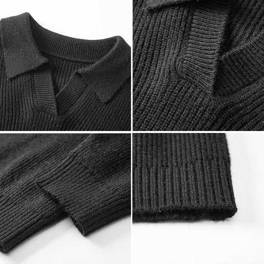 Damen Modischer Grobstrickpullover mit V-Ausschnitt und lässigem Schnitt Shop Nory