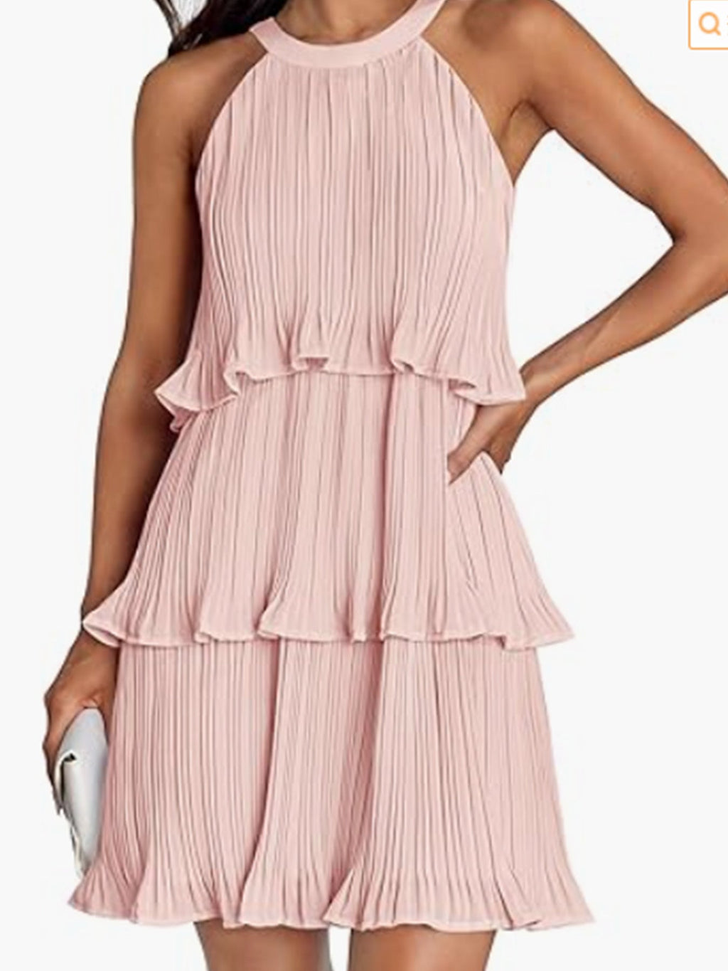 Damen Kleid mit schwingendem Faltenrock und Spitzenrüsche