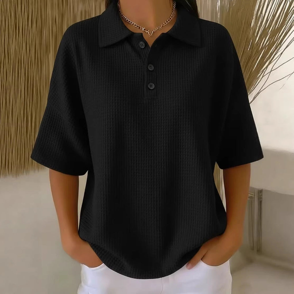 Damen sportliches Poloshirt aus Waffelpiqué