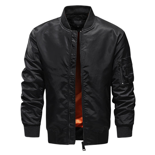 Herren leichter Nylon-Bomberjacke im Aviator-Style mit Ärmel-Utilitytasche Shop Nory