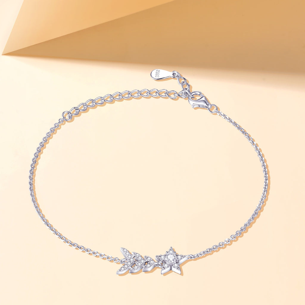 Damenarmband mit funkelnden Stern- und Blattmotiven Shop Nory