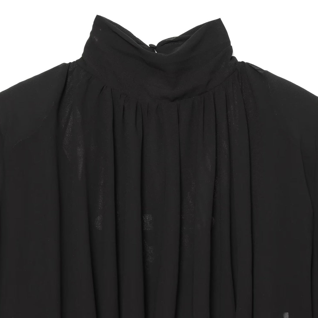 Damen Plissierte Bluse mit Stehkragen und Ballonärmeln Shop Nory