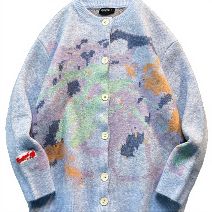 Damen Oversized Strickjacke mit abstraktem Intarsia-Muster Shop Nory