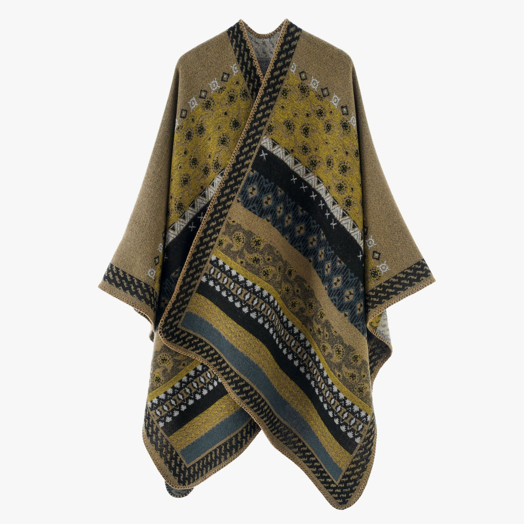 Damen Strickcape im Paisley‑Jacquard mit asymmetrischem Saum Shop Nory