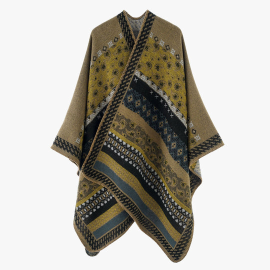 Damen Strickcape im Paisley‑Jacquard mit asymmetrischem Saum Shop Nory