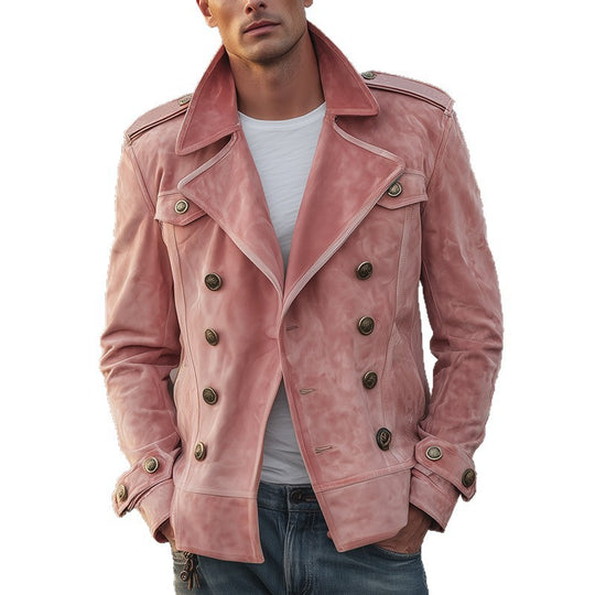 Herren Doppelreihige Wildlederjacke im Aviator‑Stil mit Epauletten Shop Nory