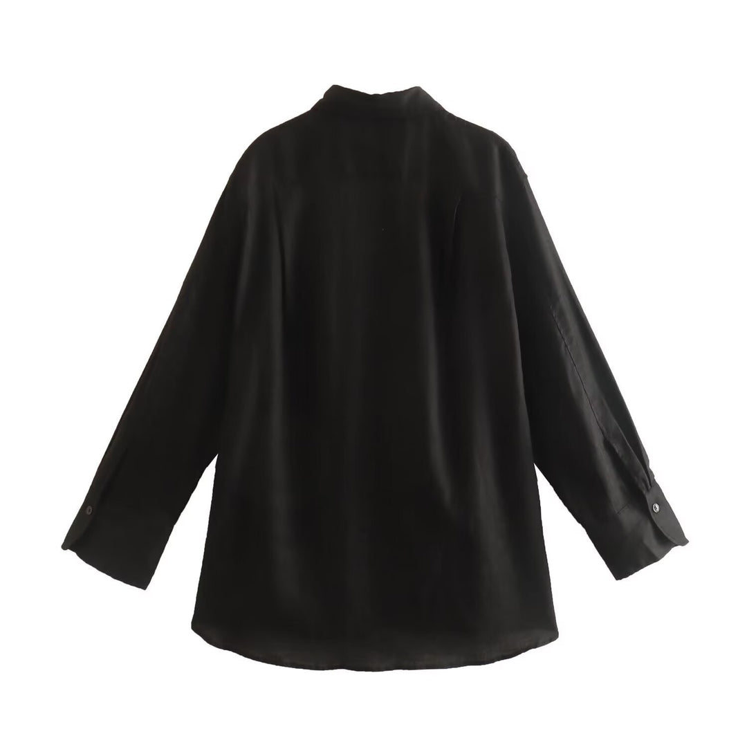 Damen Oversize-Hemdbluse mit verlängertem Rückenteil, kastigem Schnitt und durchgehender Knopfleiste Shop Nory