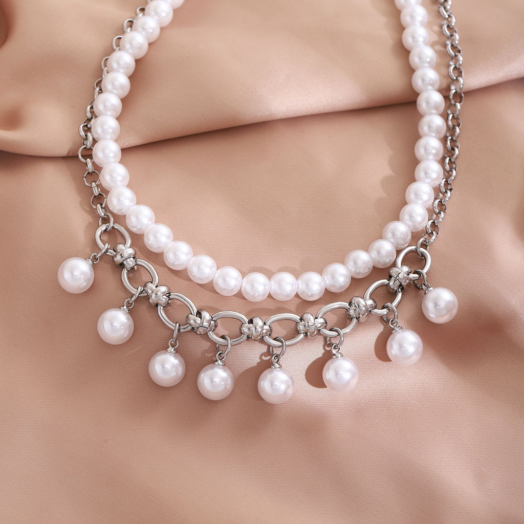 Damen Statement-Halskette mit Perlen und Ketten Shop Nory