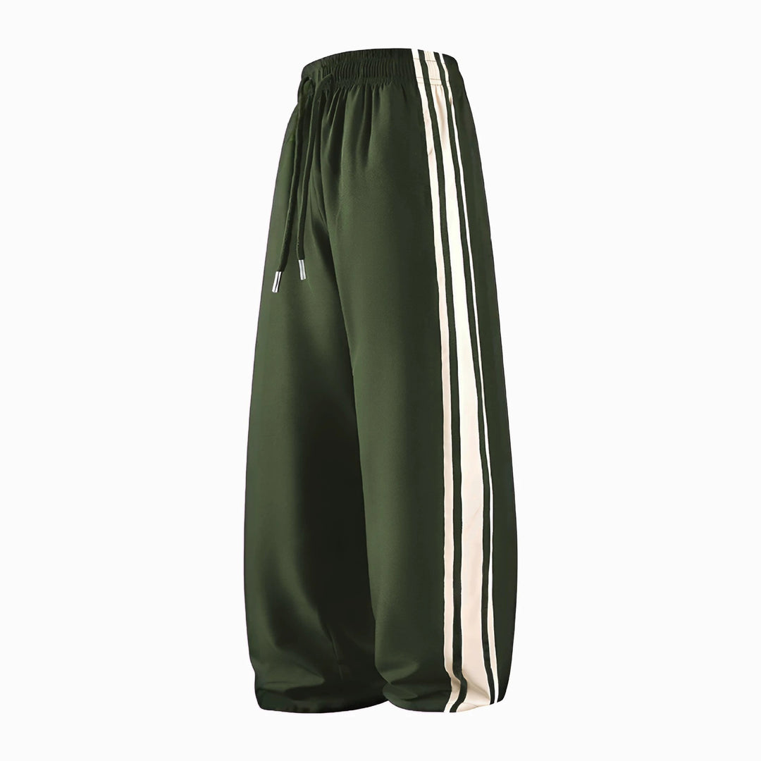Damen Weite Trackpants mit Tunnelzugbund und seitlichen Kontraststreifen Shop Nory