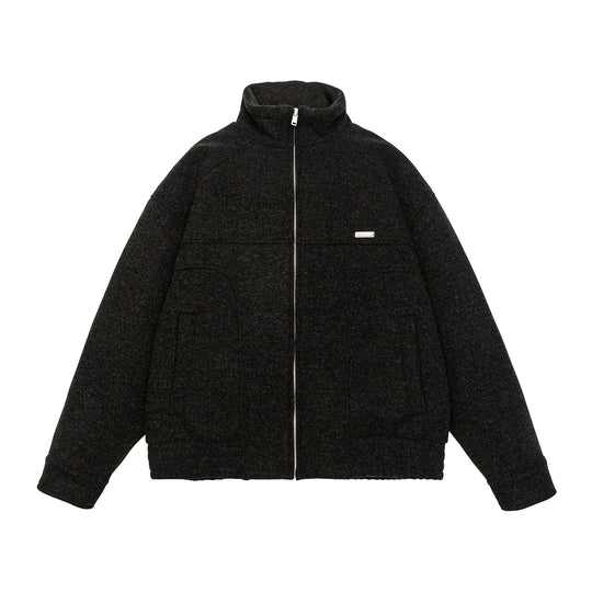 Herren Kurz geschnittene Boxy-Wollfleece-Jacke mit hohem Stehkragen und durchgehendem Reißverschluss Shop Nory