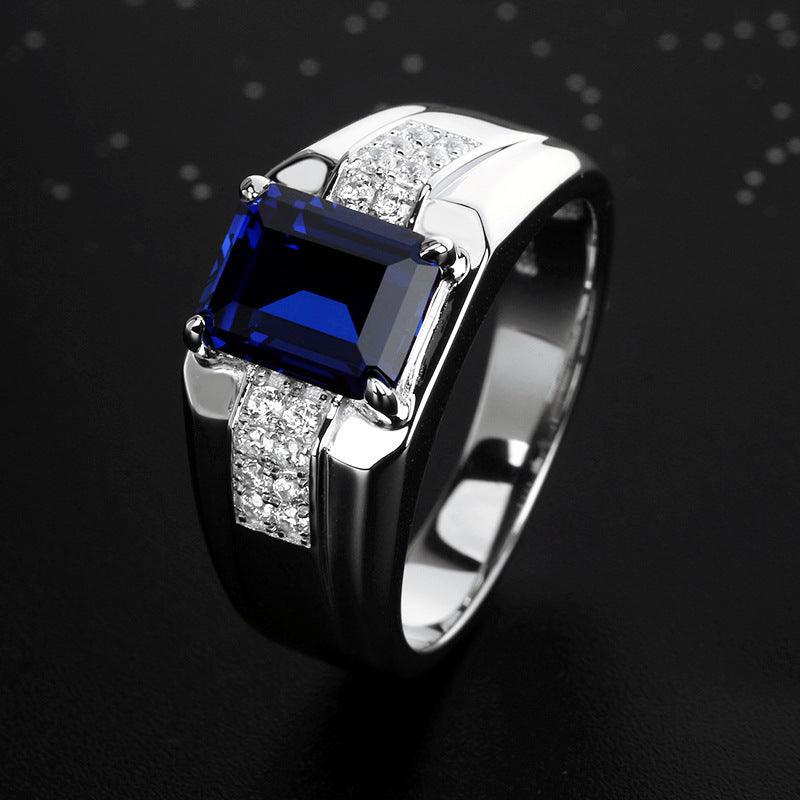 Damen Eleganter Ring mit quadratischem Hauptstein und funkelnden Zirkonia Shop Nory