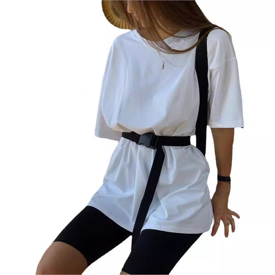 Damen Sportliches Zweiteiliges Set mit T-Shirt und Shorts