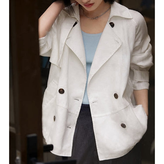 Damen Modische Übergangsjacke mit doppelter Knopfleiste Shop Nory