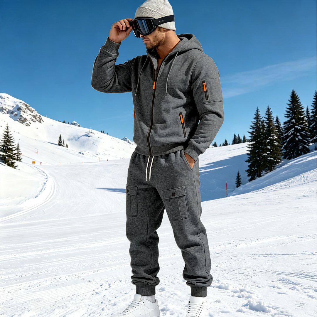 Herren Komfort-Fleece Hoodie mit Reißverschluss, Kapuze und Utility-Ärmeltasche Shop Nory