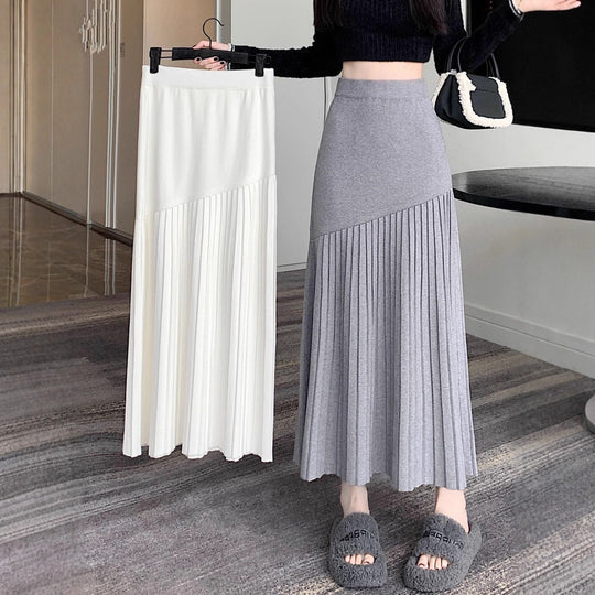 Damen Plissierter Maxirock mit asymmetrischem Design Shop Nory