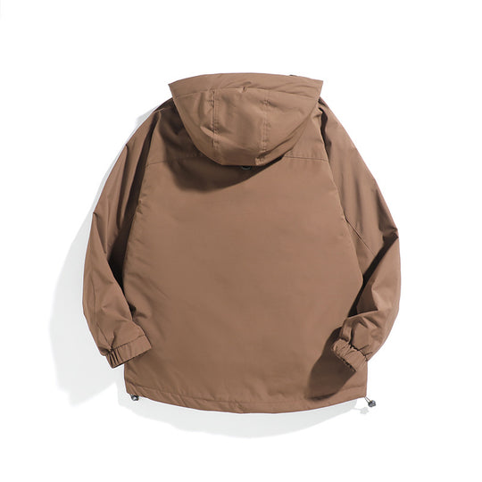 Unisex Weit geschnittener wetterfester Parka mit Kapuze, Kordelzug und aufgesetzten Pattentaschen Shop Nory