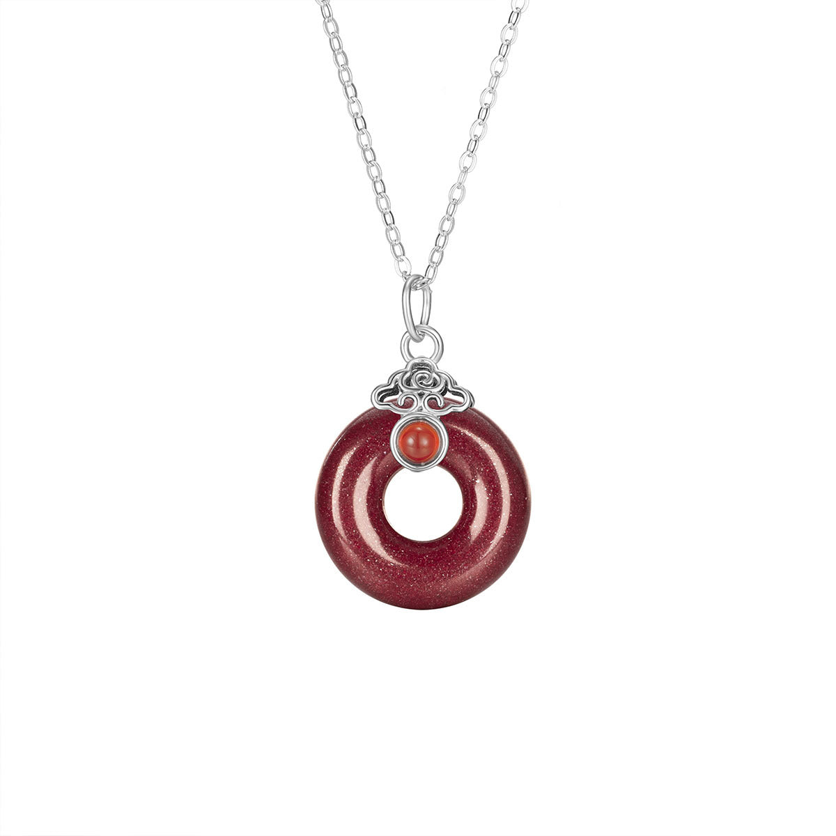 Damen Halsschmuck mit kunstvollem Donut-Anhänger aus hochwertigem Halbedelstein und Zirkonia-Details Shop Nory