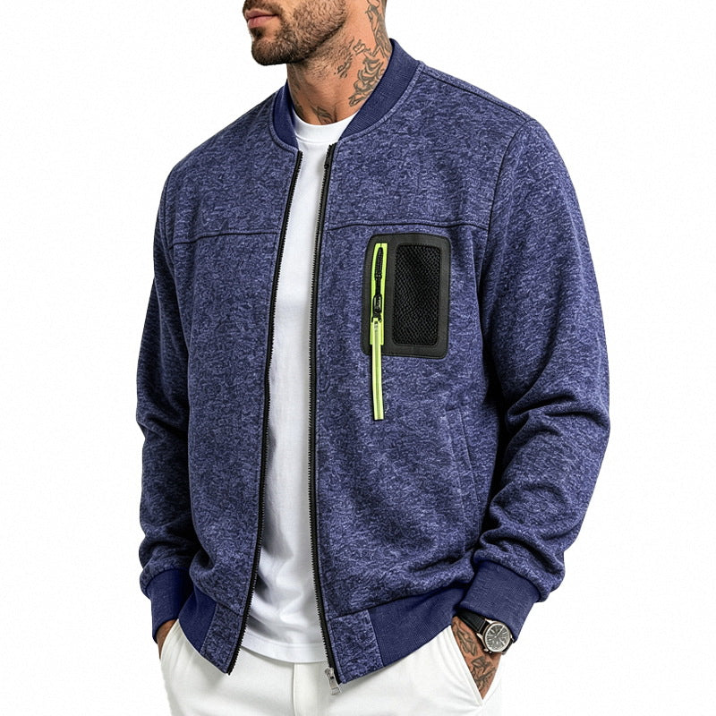 Herren Strick-Bomberjacke mit funktionaler Brusttasche und Reißverschluss Shop Nory