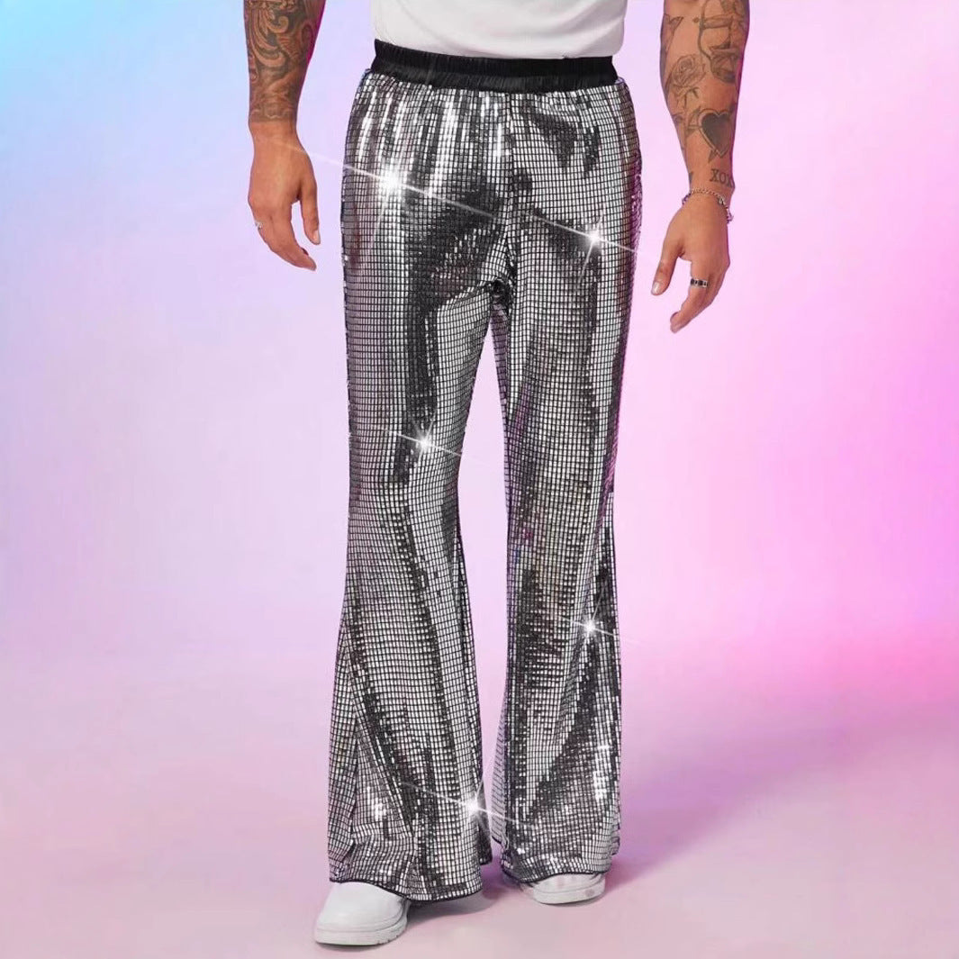 Herren glitzernde Paillettenhose im extravaganten Disco-Stil