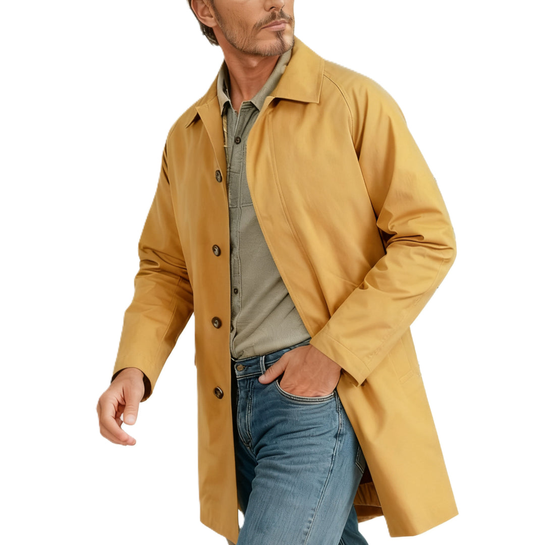 Herren mittellanger Carcoat mit Umlegekragen und verdeckter Knopfleiste Shop Nory
