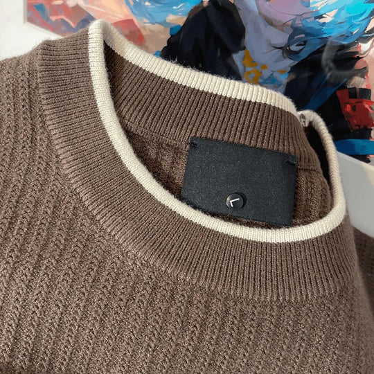 Herren Feinstrick-Ripppullover mit Rundhalsausschnitt und legerer Oversize-Passform Shop Nory