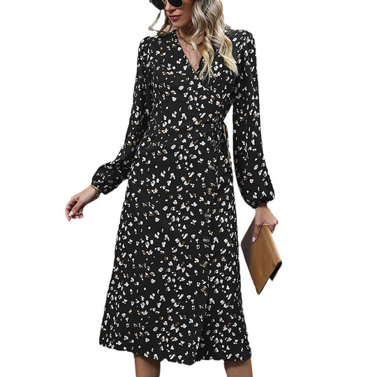 Damen Wickel-Midikleid mit Taillierung und V-Ausschnitt Shop Nory