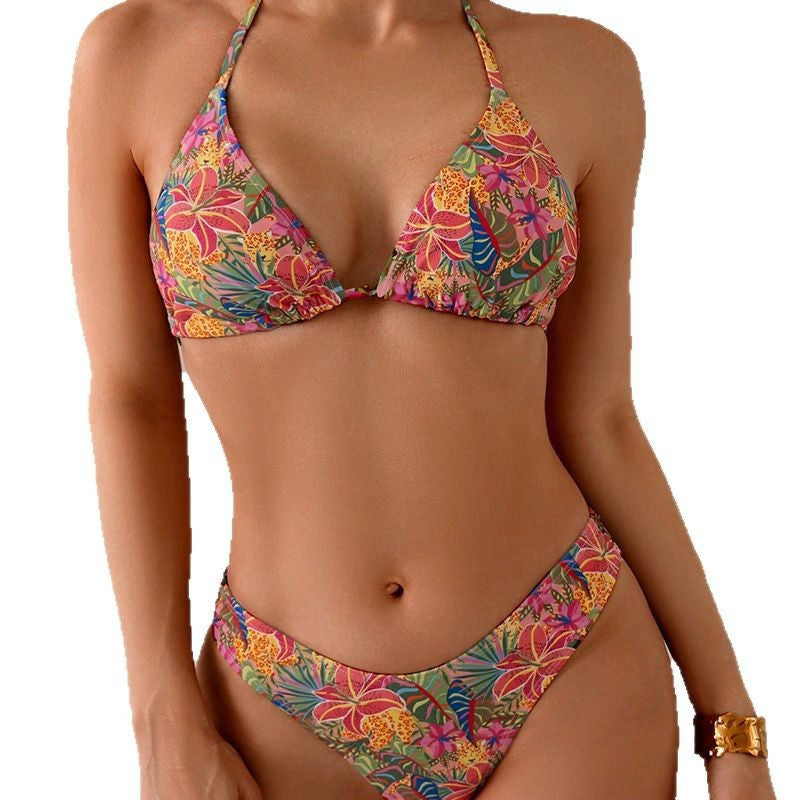 Damen Triangel-Bikini mit floralem Muster und komfortablem Schnitt