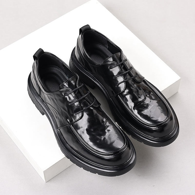 Herren Elegante Lack-Derby mit robuster Plateau-Gummisohle und gepolstertem Komfortschaft Shop Nory