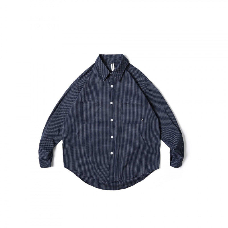 Unisex Oversize-kariertes Hemd mit rundem Saum und aufgesetzten Brusttaschen Shop Nory