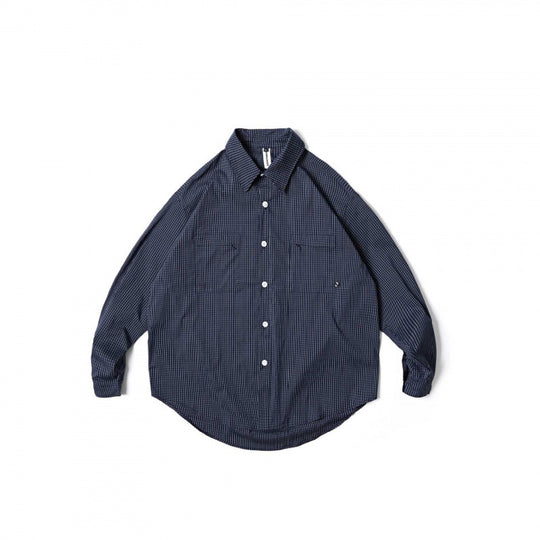 Unisex Oversize-kariertes Hemd mit rundem Saum und aufgesetzten Brusttaschen Shop Nory