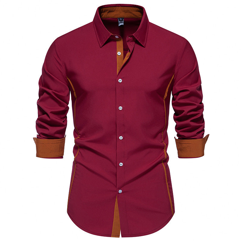 Herren elegantes Langarmhemd mit Kontrastakzenten