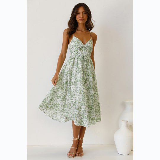 Damen Midikleid mit elegantem Wickeldesign und floralem Mustermix