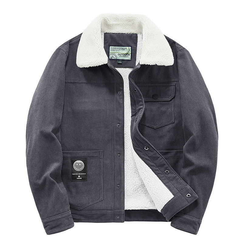 Herren Kordjacke mit Teddyfutter, thermisch gefütterte Worker-Jacke Shop Nory