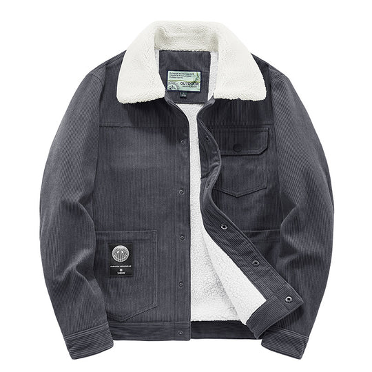 Herren Kordjacke mit Teddyfutter, thermisch gefütterte Worker-Jacke Shop Nory