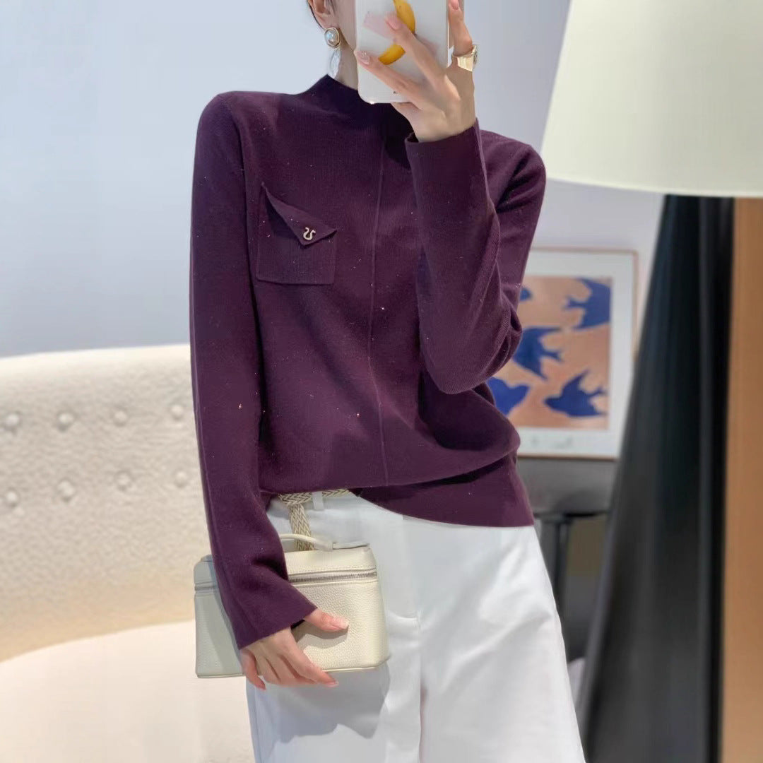 Damen Eleganter Pullover mit Stehkragen Shop Nory