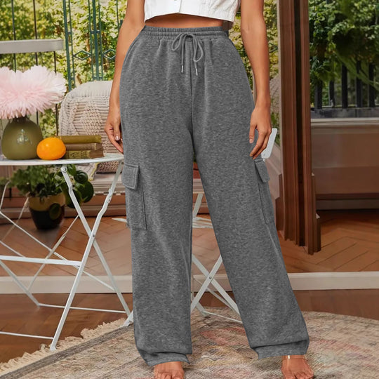 Damen Weiche Cargo-Loungehose mit elastischem Bund und weitem Bein Shop Nory