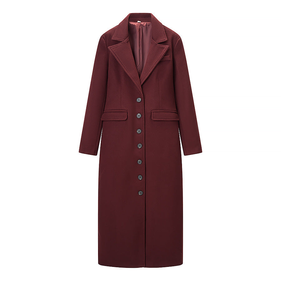 Damen Longline-Mantel mit taillierter Silhouette, strukturiertem Revers und Gehschlitz Shop Nory