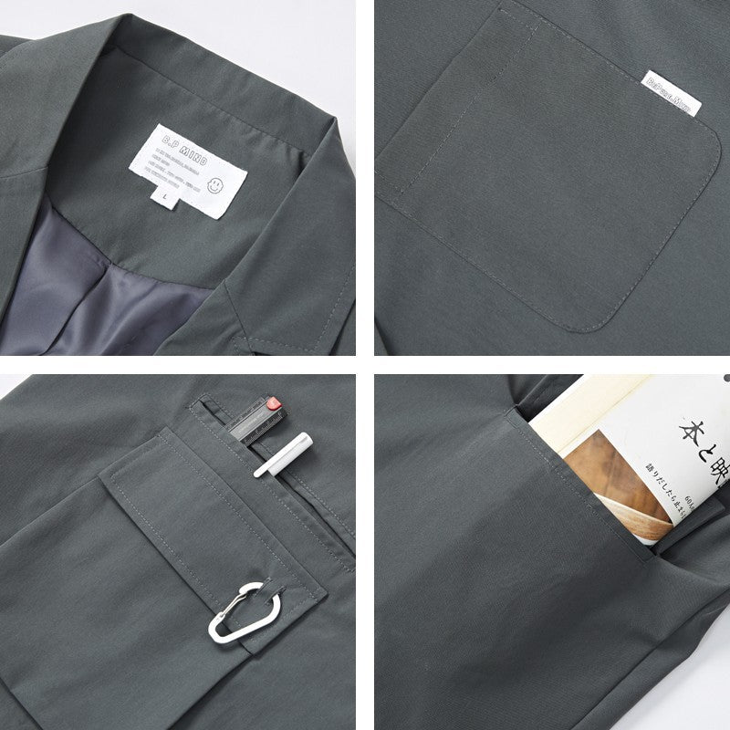 Unisex Weit geschnittener Utility-Blazer mit Multifunktionstaschen Shop Nory