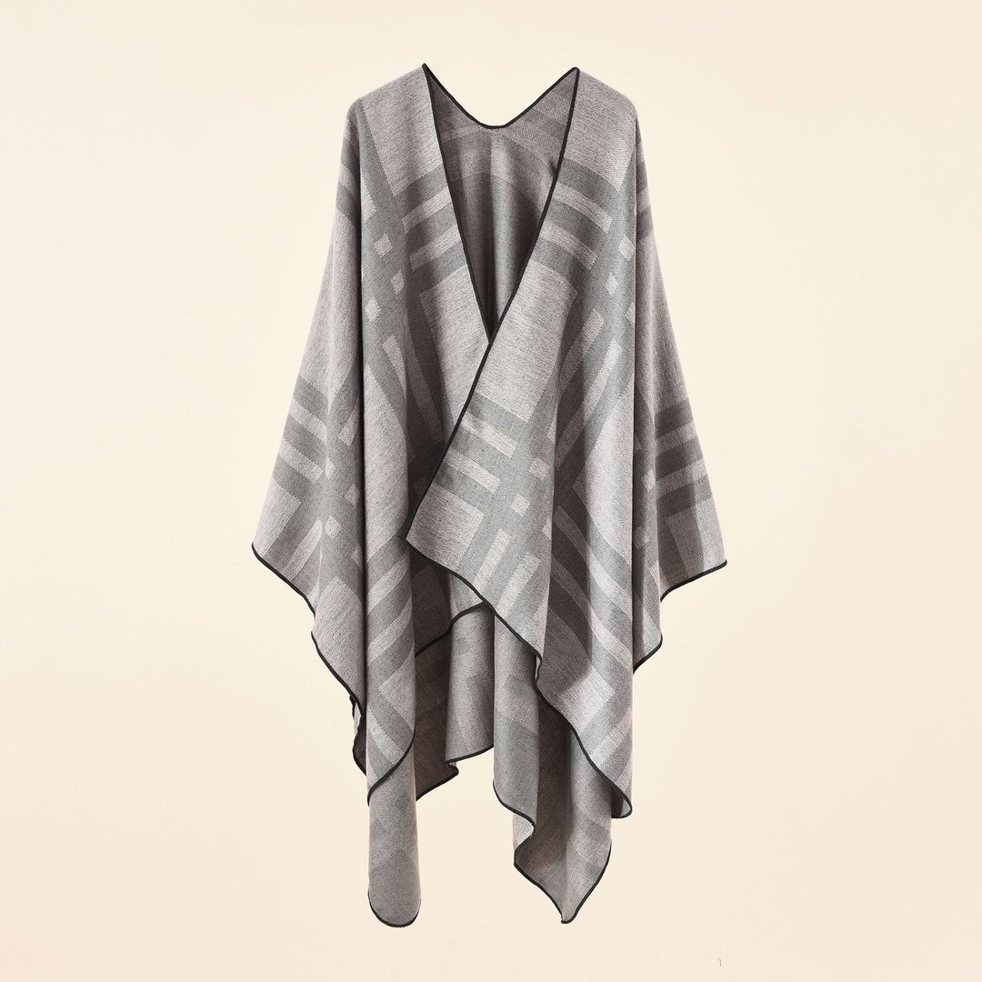 Damen Feiner Jacquard-Kimono-Umhang mit kontrastierter Kettelkante Shop Nory