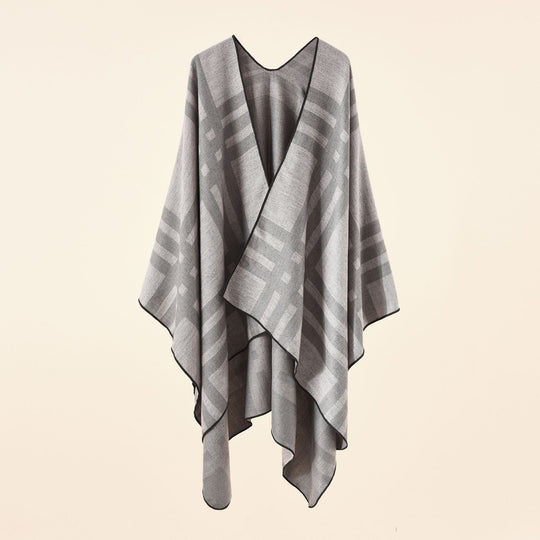 Damen Feiner Jacquard-Kimono-Umhang mit kontrastierter Kettelkante Shop Nory