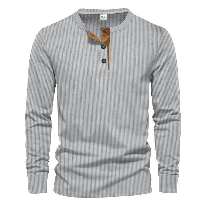 Herren Langarm-Henley-Shirt mit strukturiertem Design
